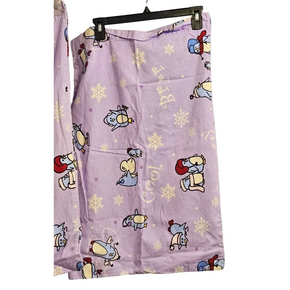 Vintage Pillowcases Flannel Do Your Room Purple‎ Penguin Print 100% Cotton